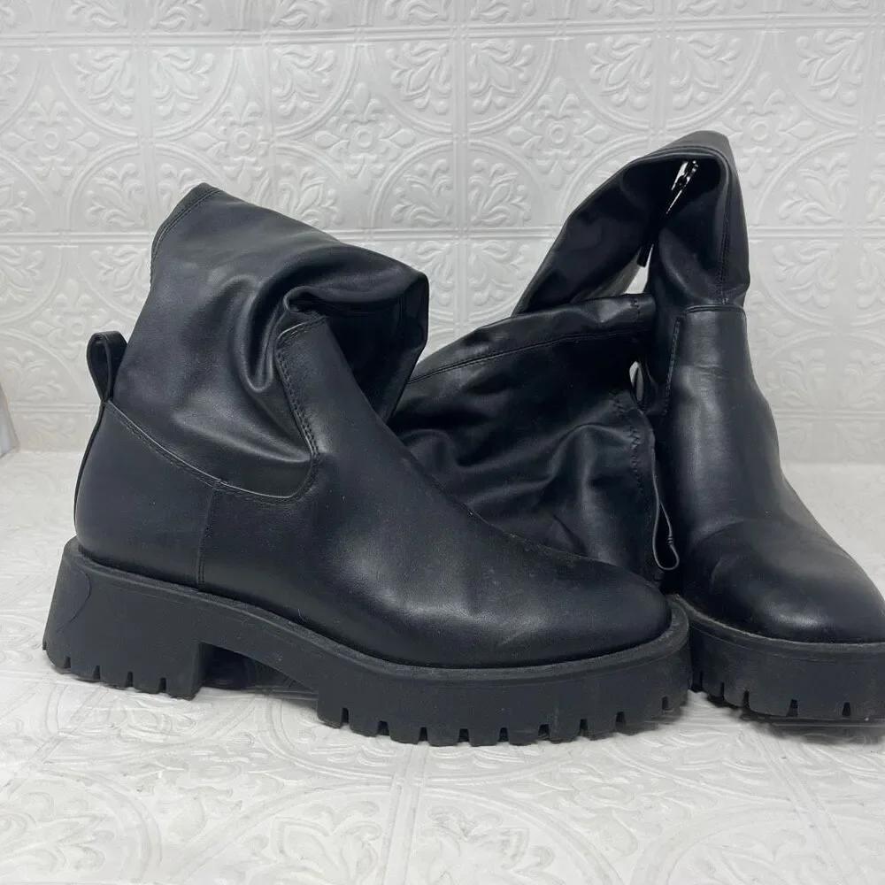 Zara over-the-knee lug sole boots Sz 37